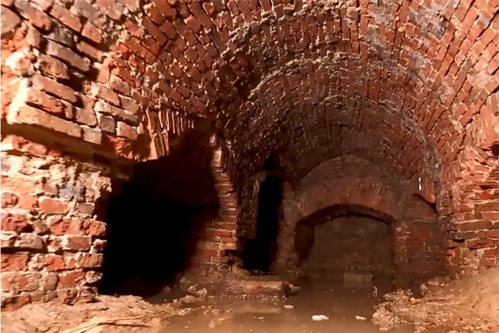 underground brick tunnel