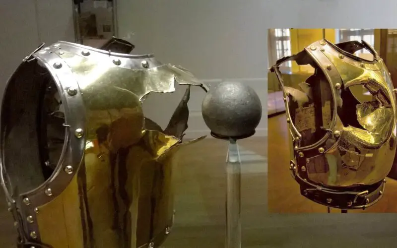 armour breastplate and cannon ball
