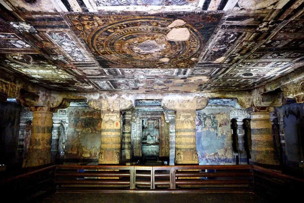 Interior of a Ajanta Buddhist temple