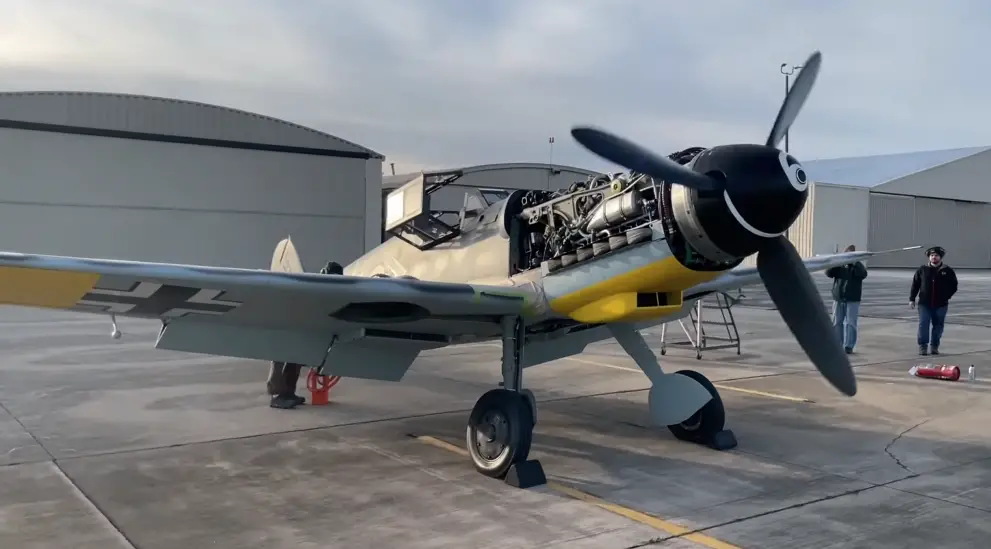 German war plane showing engine